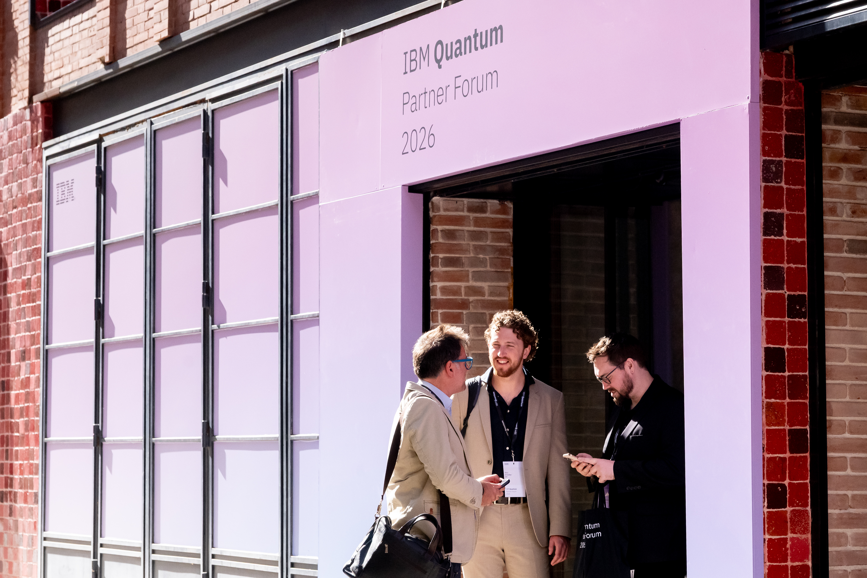 Giorgio Cortiana, Head of Quantum, and Corey O’Meara, Chief Quantum Scientist, from E.ON with Nico discussing the next use-case to reach quantum advantage. Photo credit: IBM.